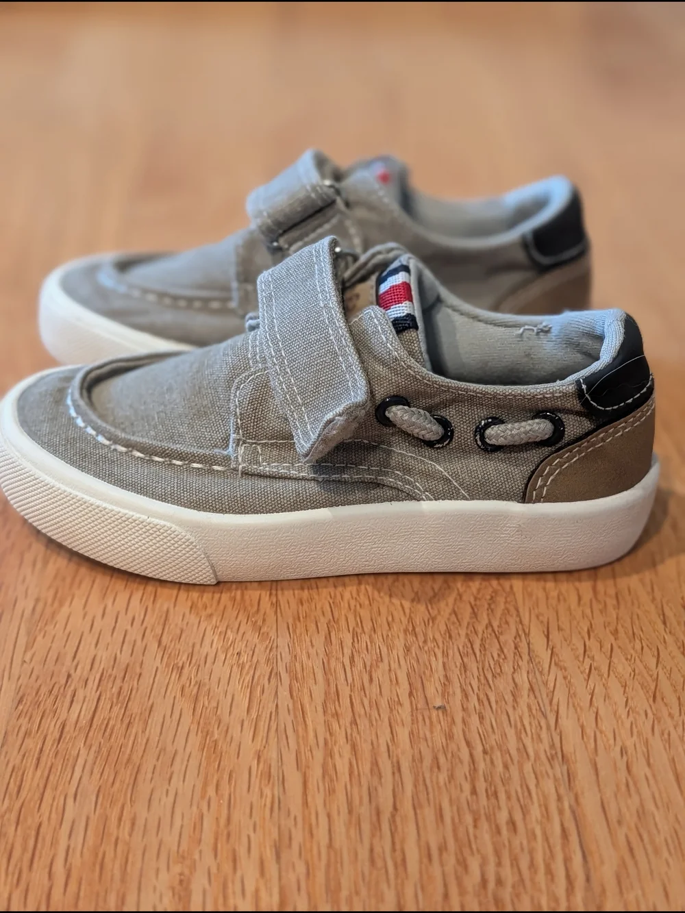 Kids Gray Canvas Hook-and-Loop Sneakers/Boat Shoes